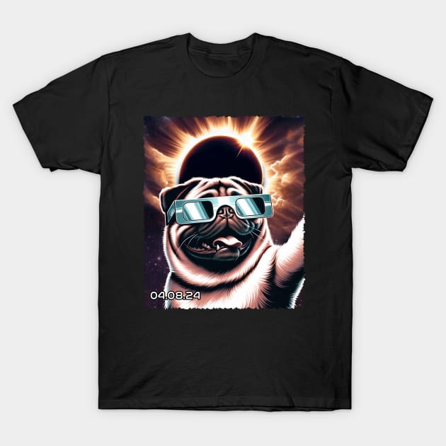 Celestial Pug Eclipse: Trendy Tee for Pug Enthusiasts and Eclipses T-Shirt by GinkgoForestSpirit